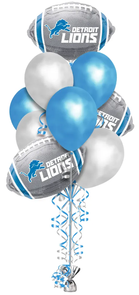 Detroit Lions Balloon Bouquet 10 Latex & 3 Team Football Shape Foil Balloons.